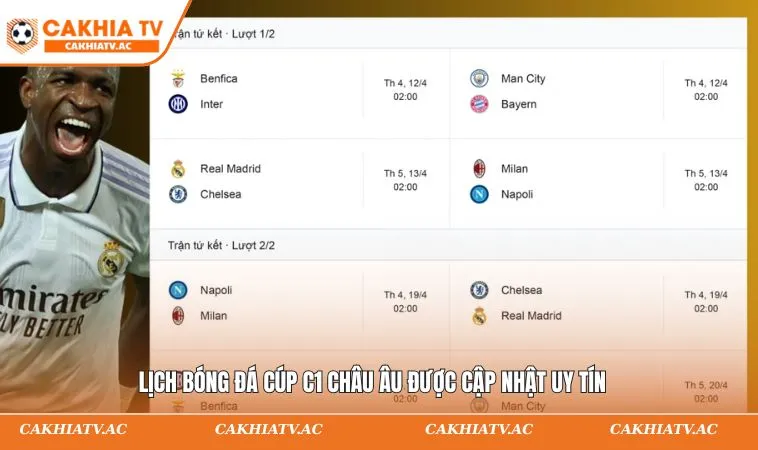 Lịch bóng đá Cúp C1 Châu Âu được cập nhật uy tín