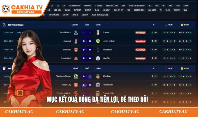 Mục kết quả bóng đá tiện lợi, dễ theo dõi